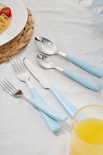 Miniatura 8 de ANNOVA Juego de cubiertos de acero inoxidable con mango colorido, utensilios de cocina, incluye cuchillos, tenedores, cucharas, tenedores de