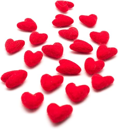 Miniatura 6 de Glaciart One Corazones de fieltro rojo de 0.8 pulgadas (20 piezas) - Fieltro de aguja - Fieltro de aguja y aceites esenciales listos - Hecho a mano