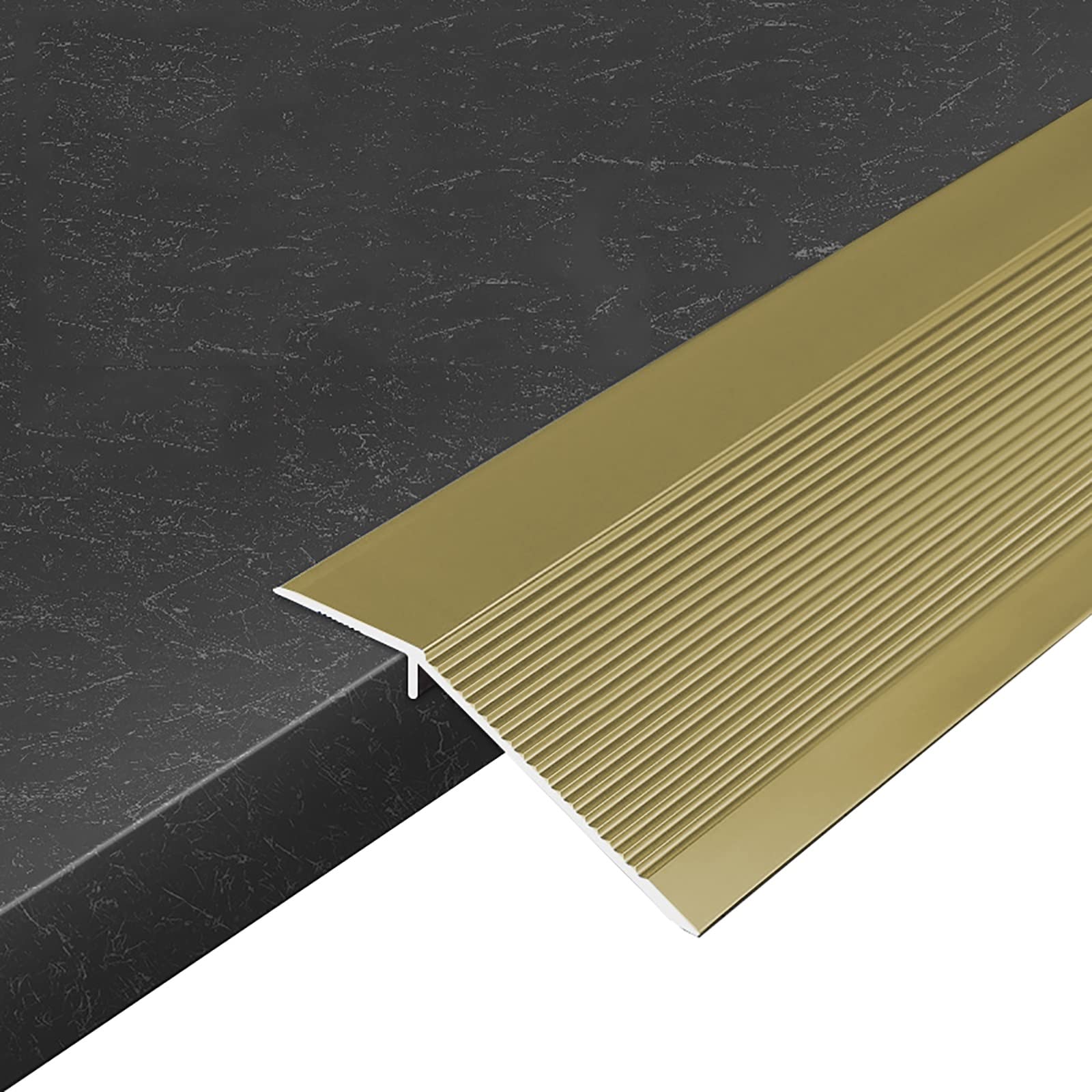 Heavy Duty Low Thresholds Reducer Flute for Doorway Entry,Wood to Tile Floor Transition Strip Aluminium, 4cm Below Height Difference(Gold,125cm/49.2in)