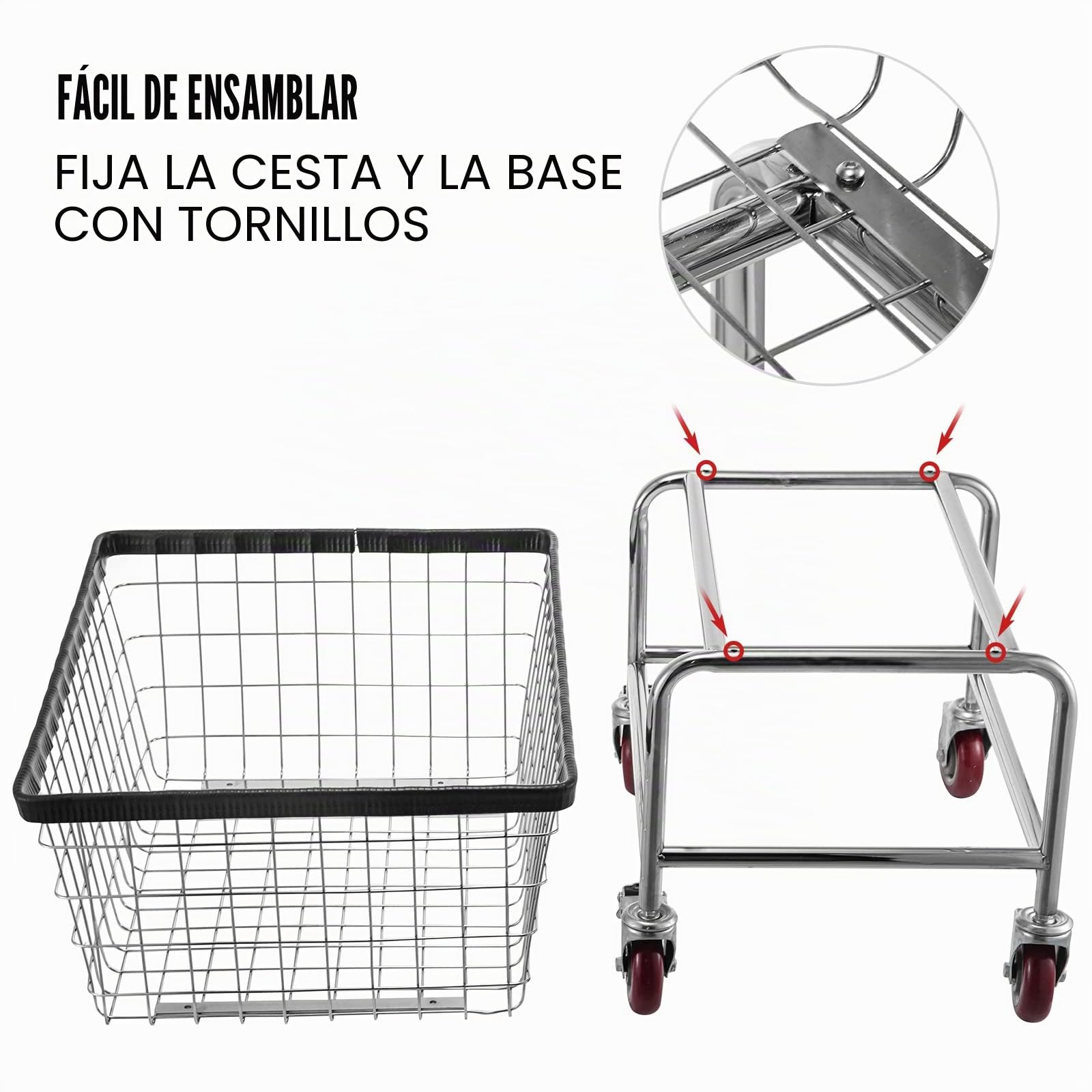 VEVOR Carro de Lavandería de Alambre, Cesta de Lavandería Móvil Comercial de 158 L, Cesta de Ropa Sucia con Estructura de Acero con Ruedas, Movimiento Suave, para Lavadero, Dormitorio, Baño