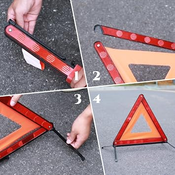 WORKKOOL Professional 2-Pack Warning Triangle Kit, ECE R27 Certified, with 2 x EN ISO 20471 Reflective Vests, for Car, Truck, HGV Roadside Safety
