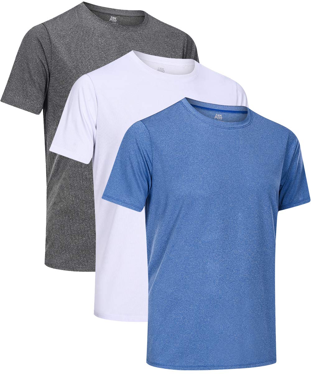 Inkpoo Men's Dry Fit Mesh Athletic Shirts Running Sport Mesh Breathable Quick Dry Workout Short Sleeve