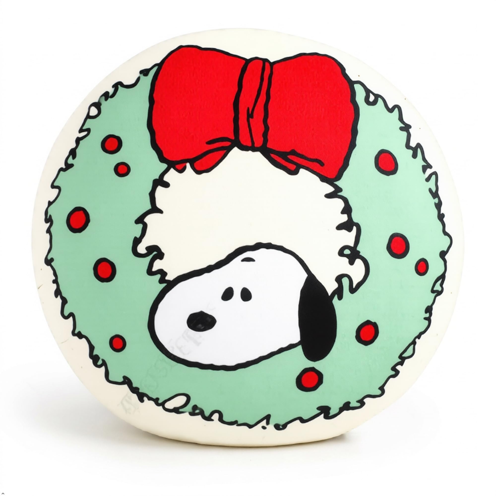 MINISO Snoopy Christmas Party 16in Double-Sided Round Pillow (White) – Soft Plush Cushion, Reversible Decorative Pillow-image-14