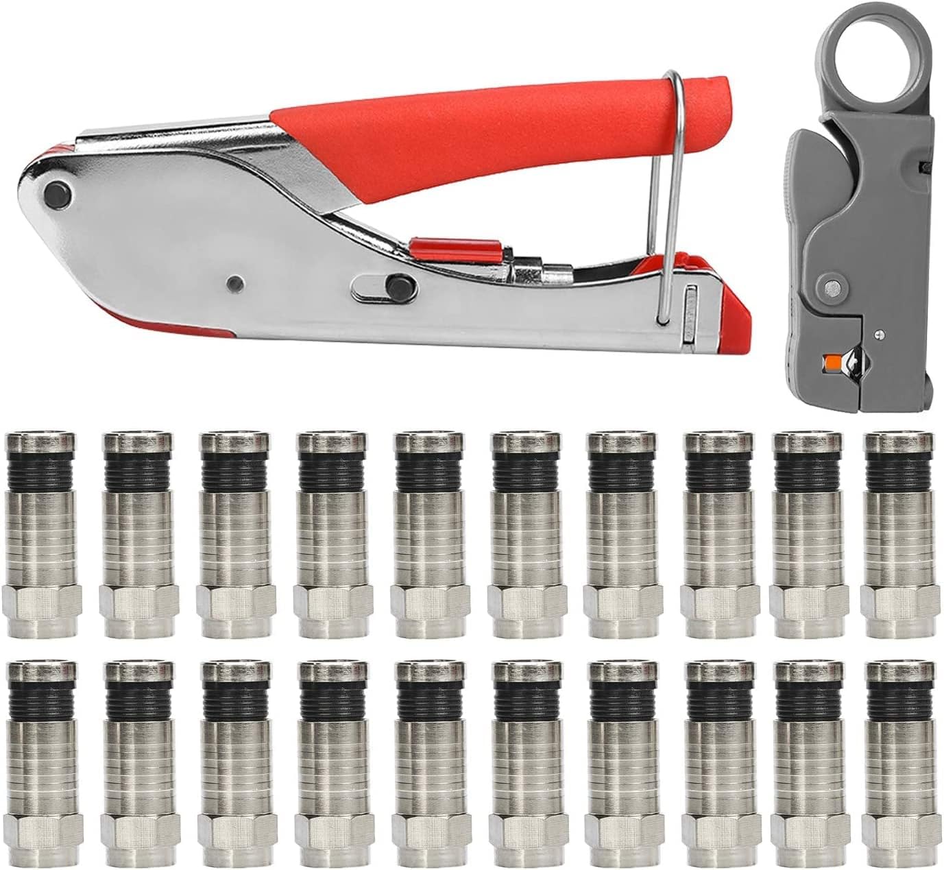 Coax Cable Crimper, Coaxial Cable Compression Tool Kit with Crimping