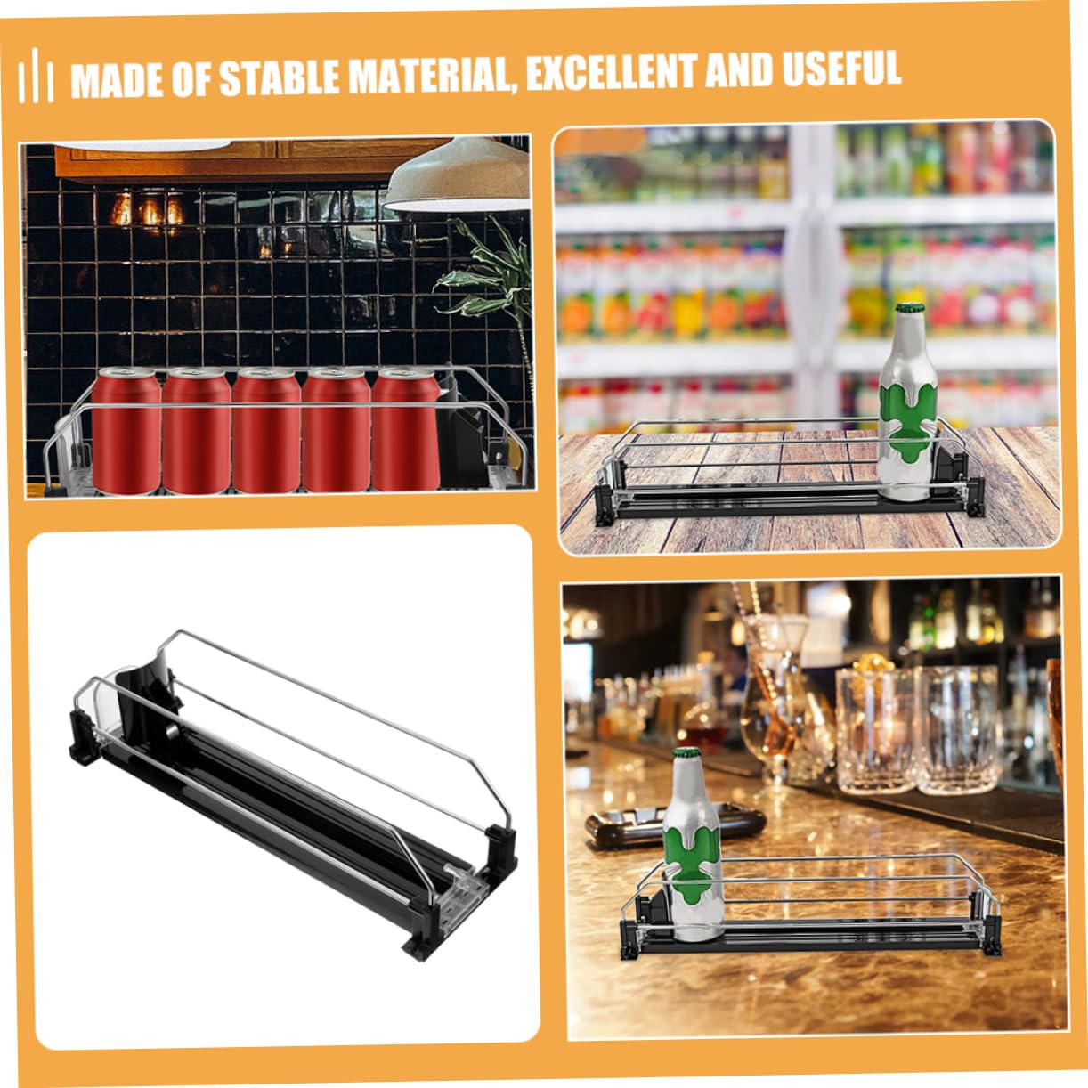 MUSISALY 2pcs Automatic Drinks Dispenser Organizer for Fridge Can Dispenser for Refrigerator Easy to Use Pusher System for Neat Beverage Arrangement Design for Long-Term Use