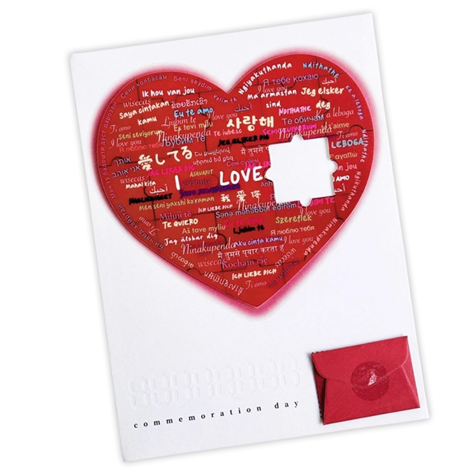 SHINLHUA Heart Shaped Invitation Card with Removable Puzzle Valentines Day Sound Greeting Cards Birthday Gift Cake Birthday Card