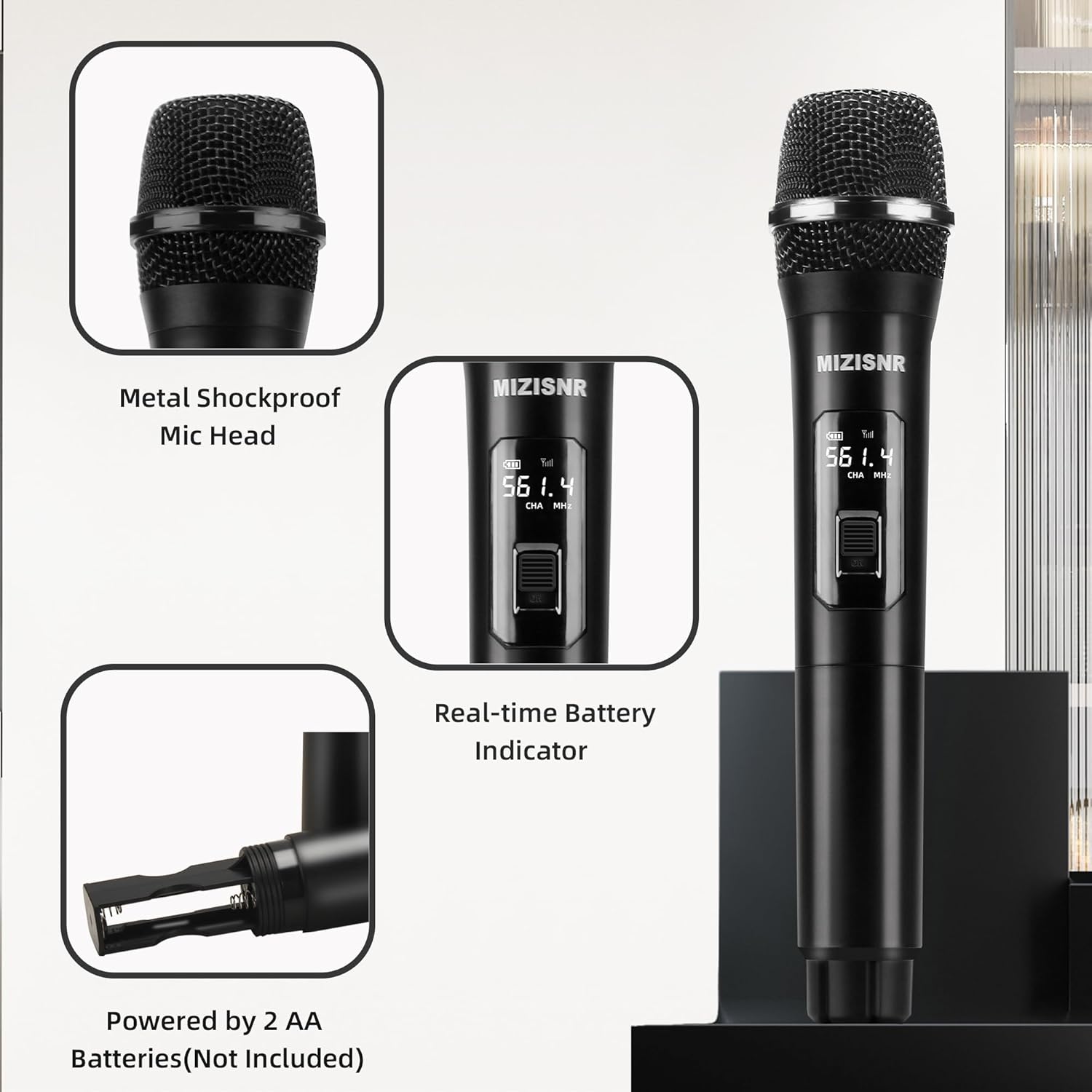 UHF Wireless Microphone Systems, 4 Channels Cordless Handheld Dynamic Karaoke Mic Set, Auto Connect 300ft Range Transmission for Singing, Karaoke, DJ Party, Church, Wedding, PA Speaker - Image 4