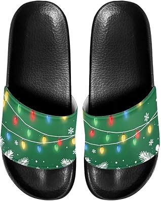 Mens Father Slides Sandals Slip On House Slippers Comfortable Athletic Anti-Slip Slides for Walking Beach US 5-14 Black Sole
