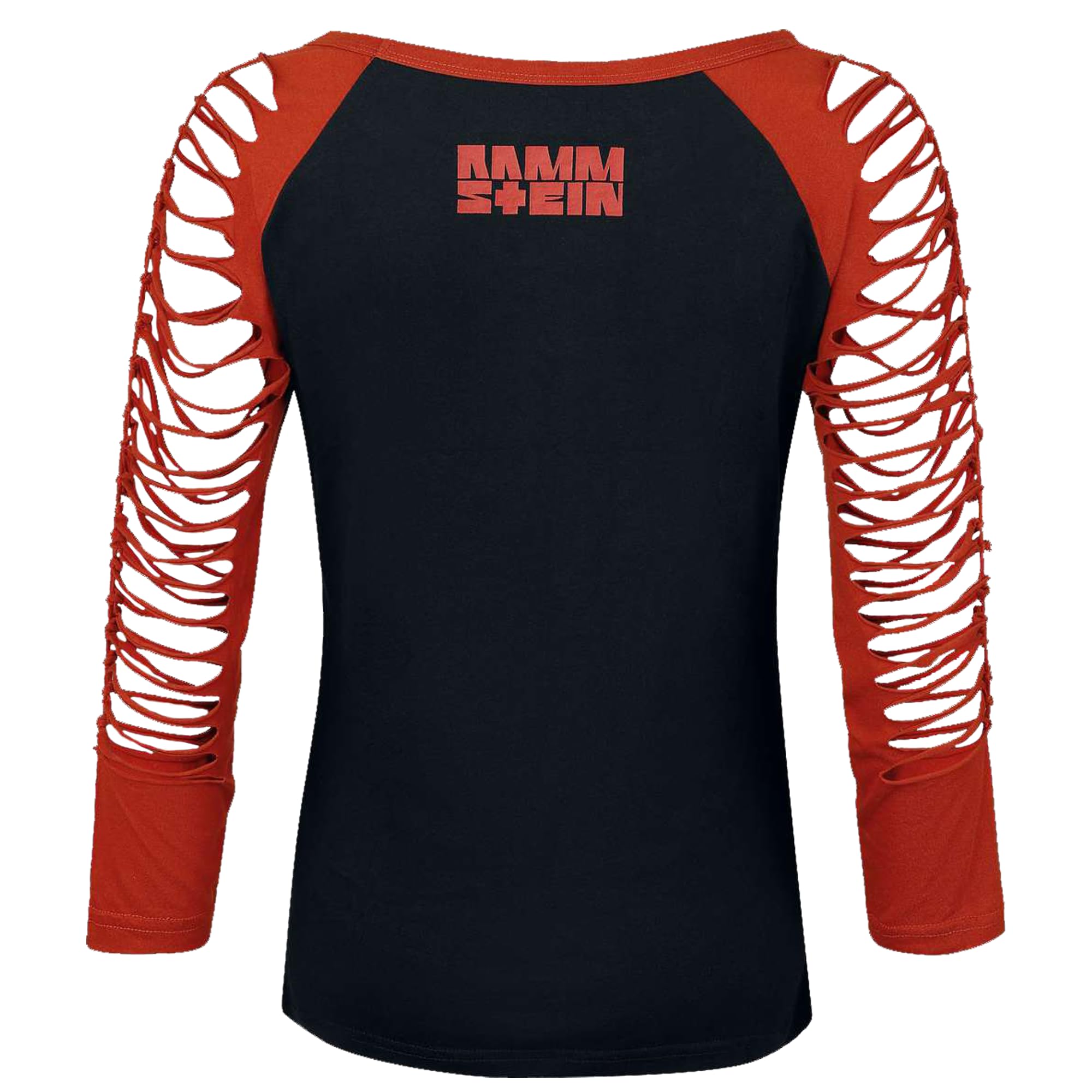 Rammstein Damen Longsleeve Rotes Licht schwarz, Offizielles Band Merchandise Langarmshirt mit Brust- und Rückendruck