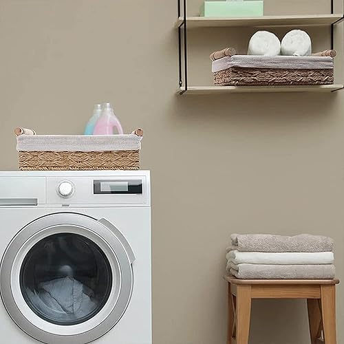 Miniatura 5 de Cestas de mimbre, cesta de papel higiénico, cestas de almacenamiento de mimbre para estantes, organizador de cesta de baño, cesta de papel higiénico