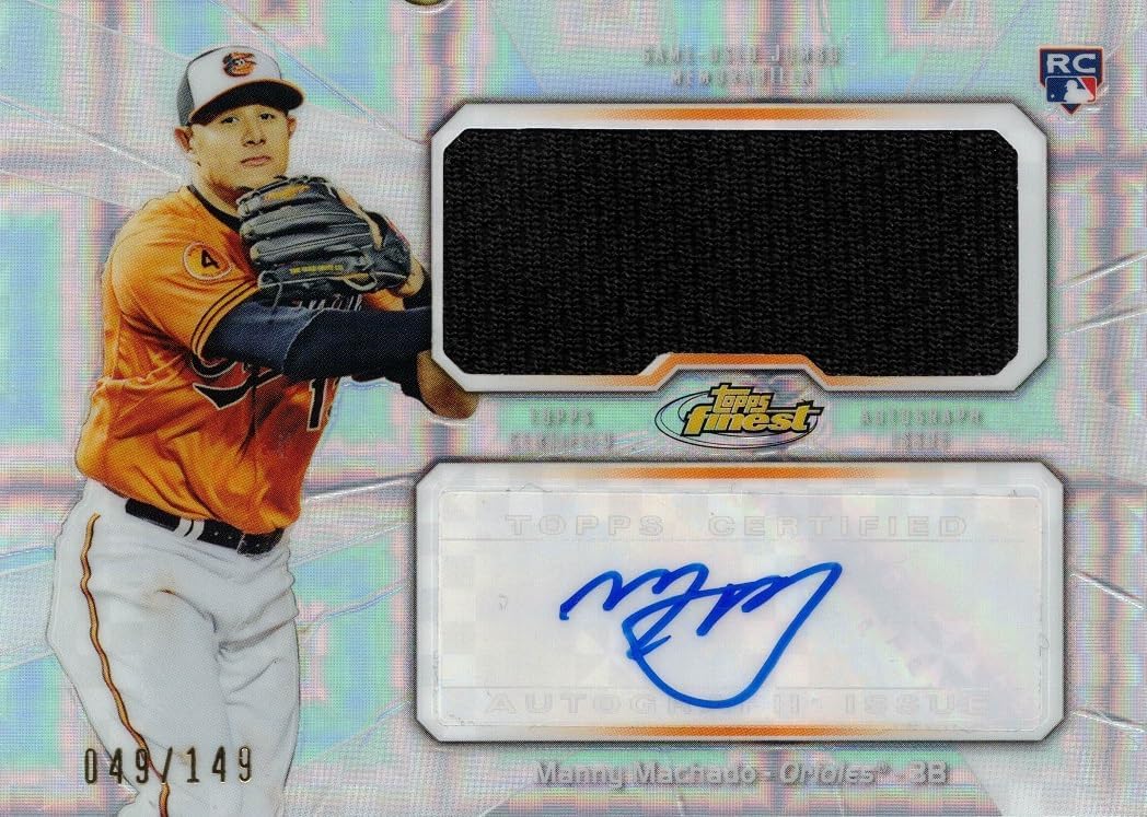 2013 Topps Finest X-fractor Jumbo Relics Baseball #AJR-MM Manny Machado Certified Autograph Game Worn Jersey Rookie Card - Black Jersey Swatch - Only 149 made