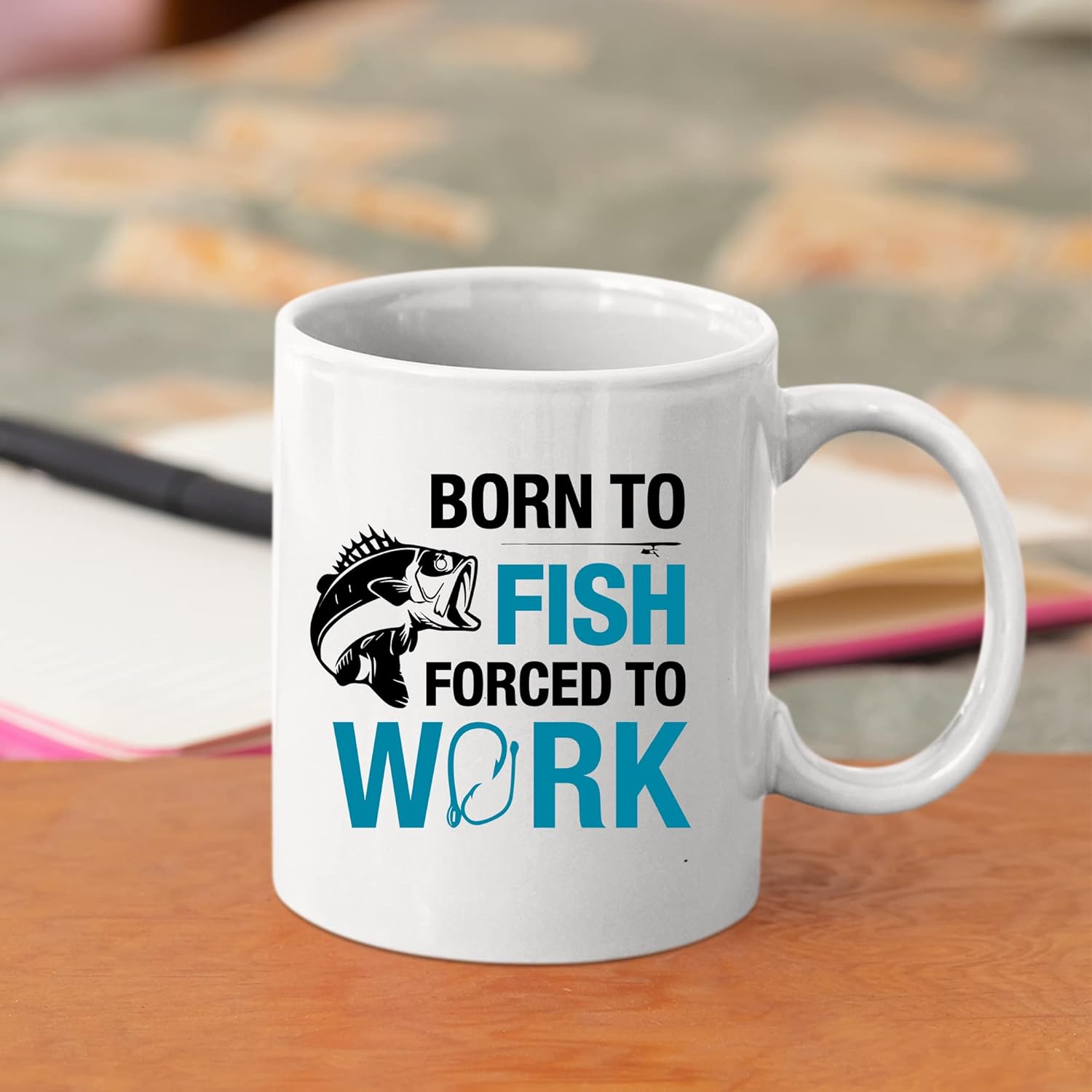 Born To Fish Forced To Work Fishing Fisherman Mug Fishing Gifts To Husband Dad Grandpa Boyfriend Coffee Ceramic Mugs 11oz White Novelty Drinkware - Image 5