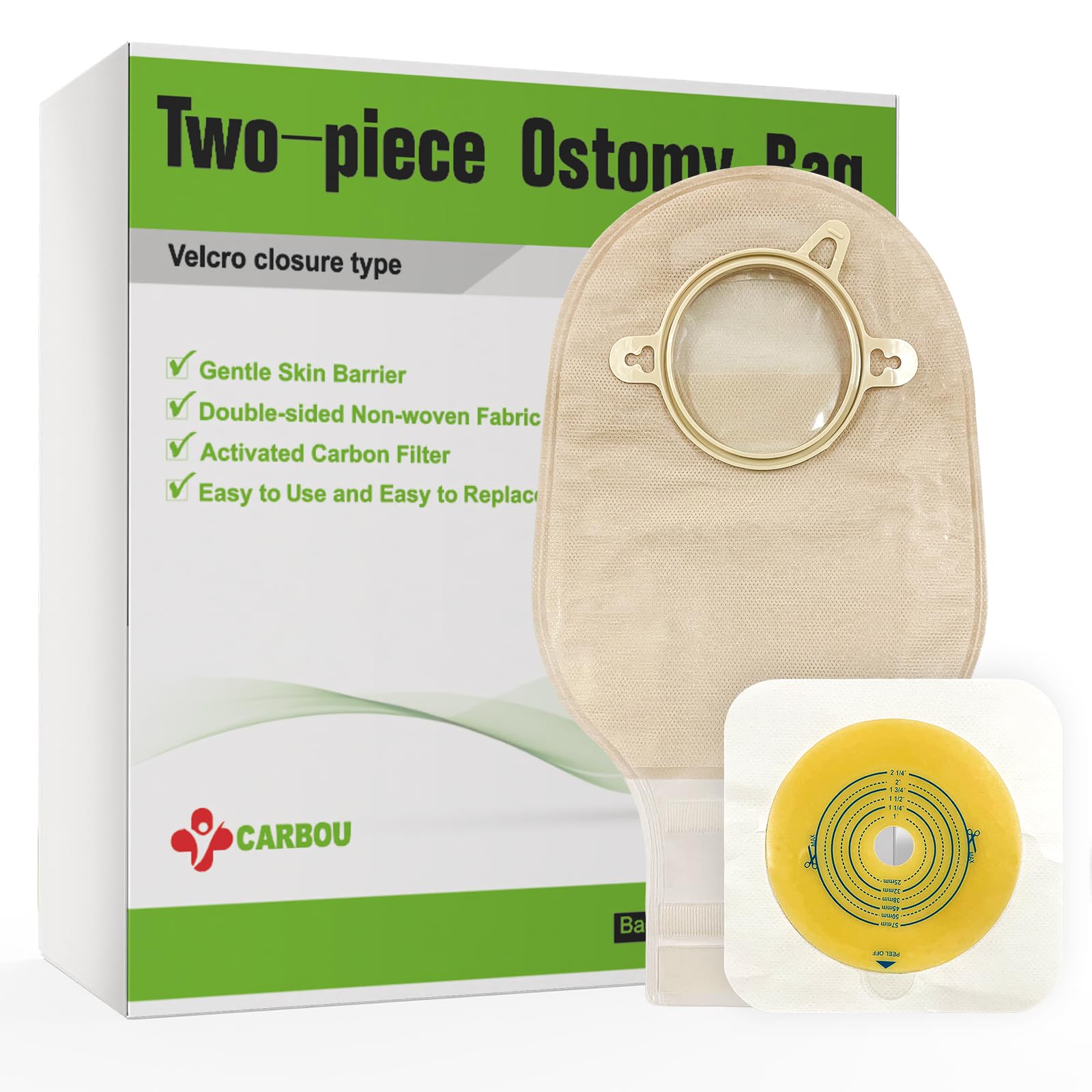 Carbou 84 PCS Colostomy Bags, Two Piece Drainable Ostomy Bag for Ileostomy