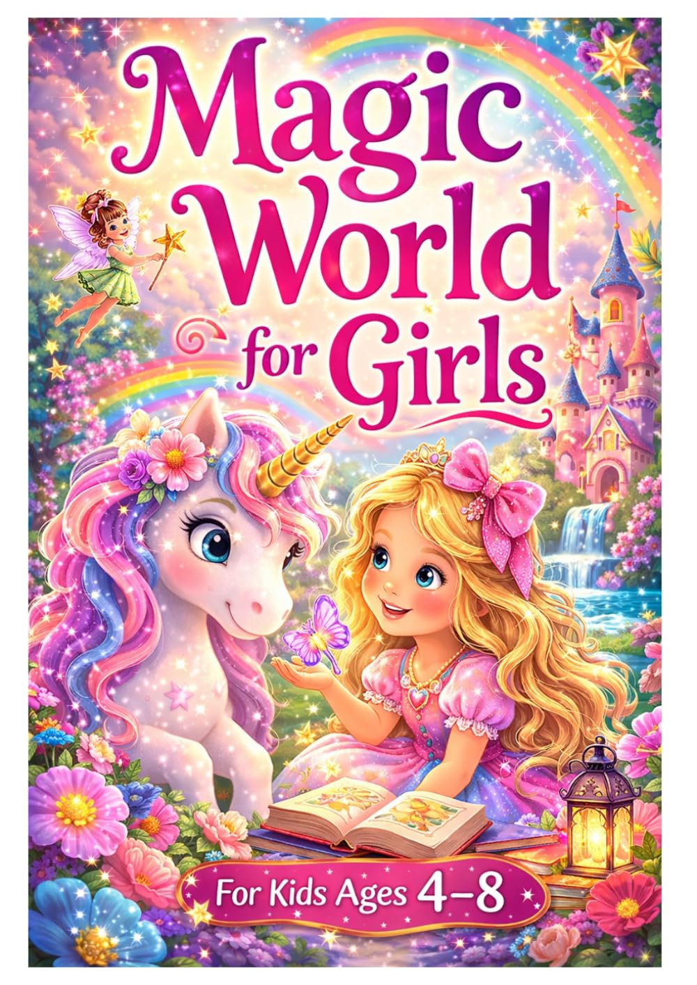 Magic World for Girls: Magical Coloring Book with Unicorns, Princesses, Fairies & Cute Animals Ages 4-8