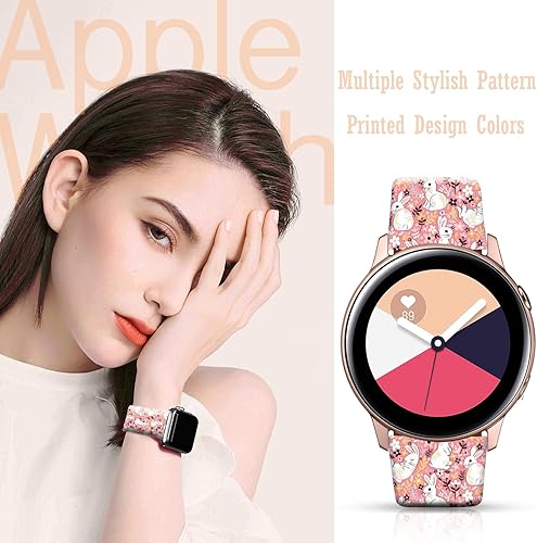 Miniatura 8 de DOO UC Correa de silicona floral de Navidad de 0.787 pulgadas compatible con Samsung Watch Active 2 de 1.575 pulgadas, 1.654 pulgadas, correa de
