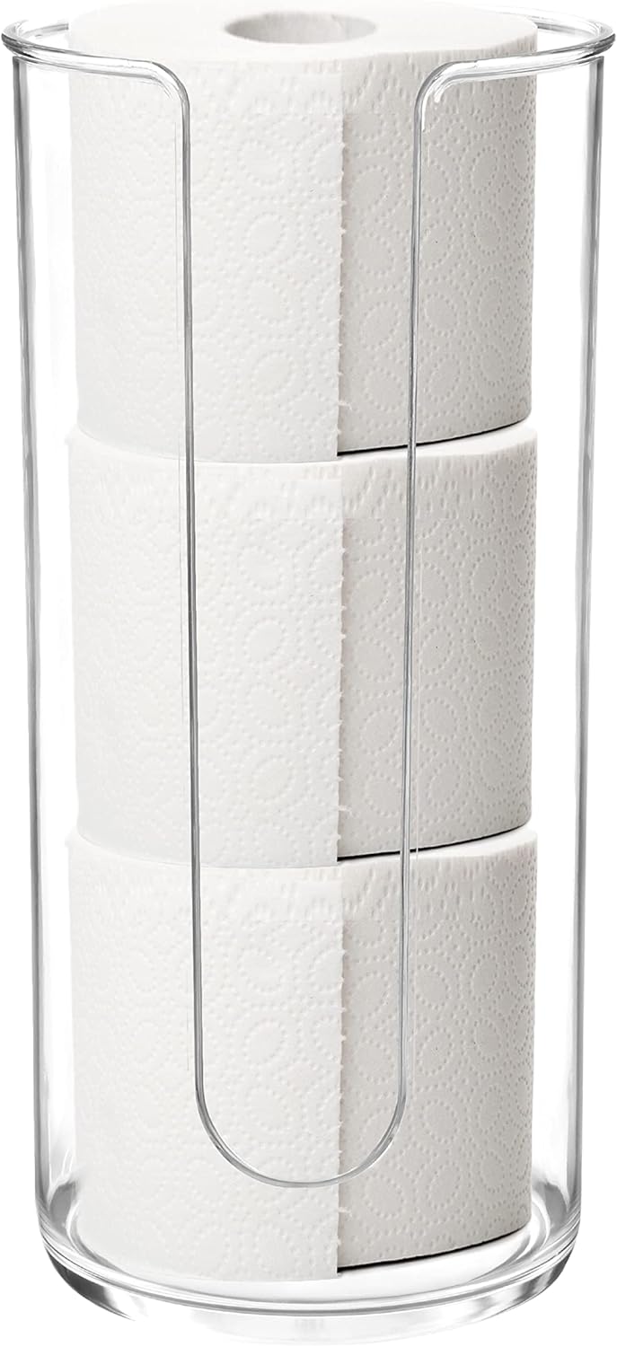 Youngever Plastic Toilet Paper Holder Stand, Clear Toilet Tissue Rolls Holder, Compact Toilet Tissue Rolls Organizer