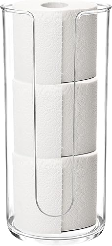 Youngever Soporte de papel higiénico de plástico, soporte de rollos de papel higiénico transparente, organizador compacto de rollos de papel
