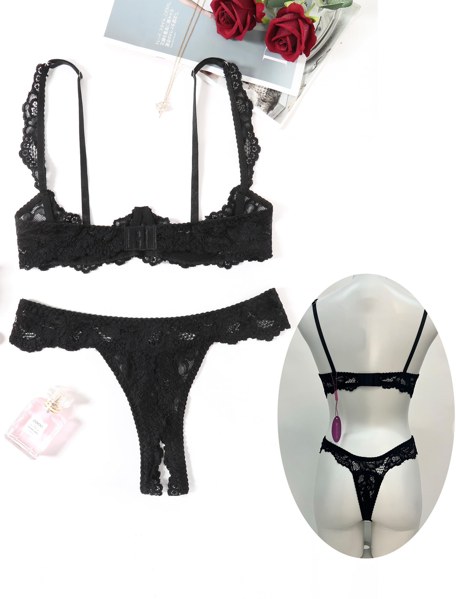 Avidlove Sexy Lingerie Set for Women Lace Bra and Panty Sets Underwire Push Up Lace Lingerie Set XS-XXL