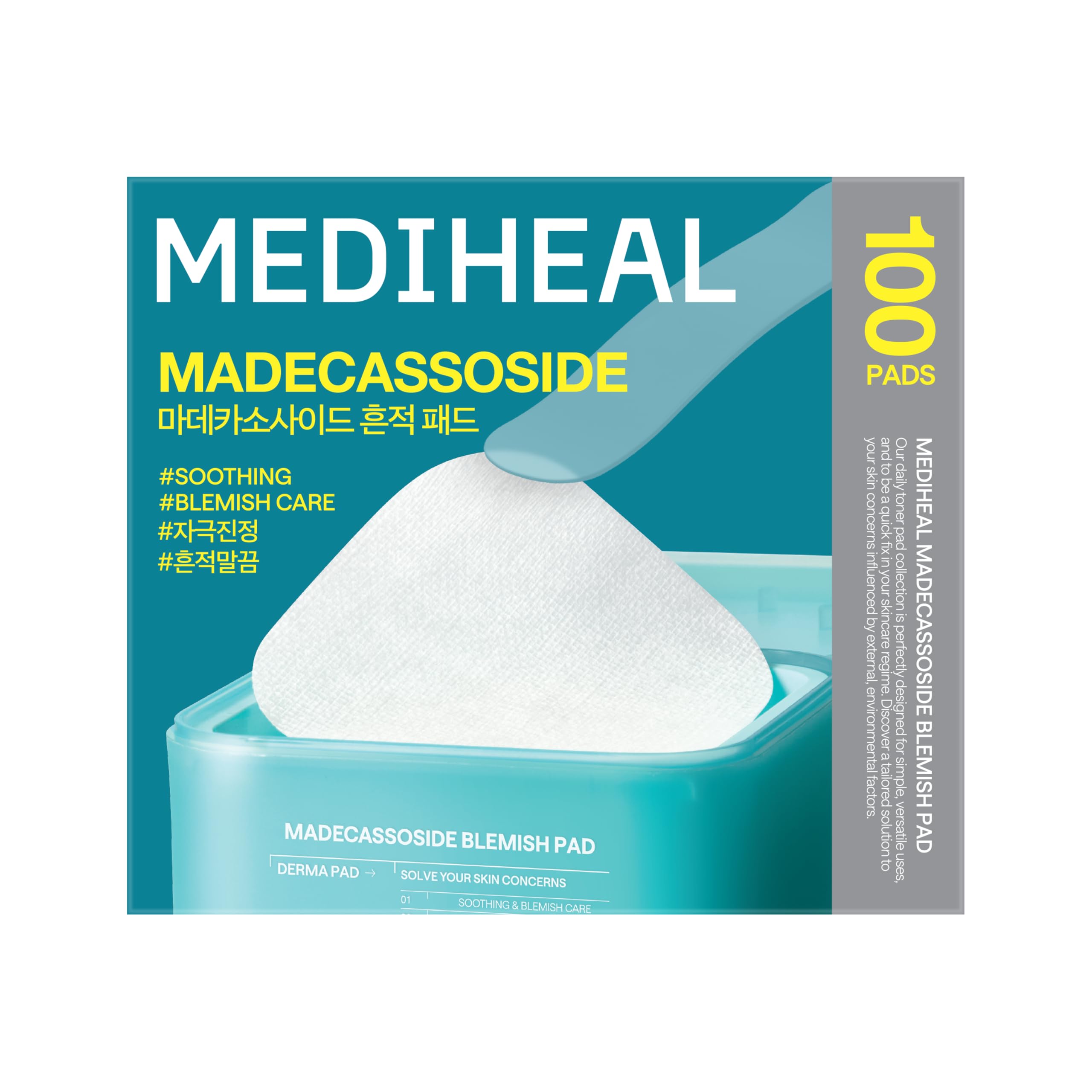 MEDIHEAL Madecassoside Anti-Pickel Toner Pads 100 Stück - Vegan, K-Beauty