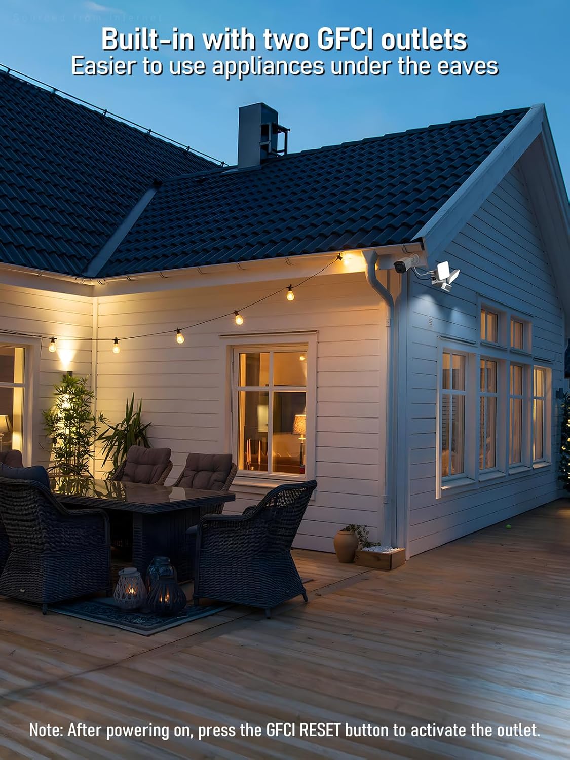 LEONLITE 28W LED Security Light with GFCI Outlets, Motion Sensor & Dusk to Dawn Flood Lights Outdoor, Adjustable 2-Head, Wet Location, 5000K Daylight, ETL Listed, White