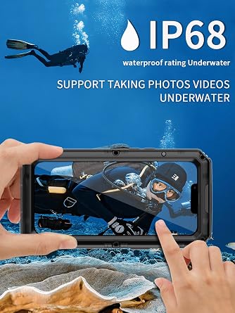 Unitedtime for iPhone 14 Case Waterproof with Built-in Screen Protector Full Body Rugged Hard Silicone, Military Grade Shockproof Dustproof Protective Cover 6.1 Inch (IP14_Black)