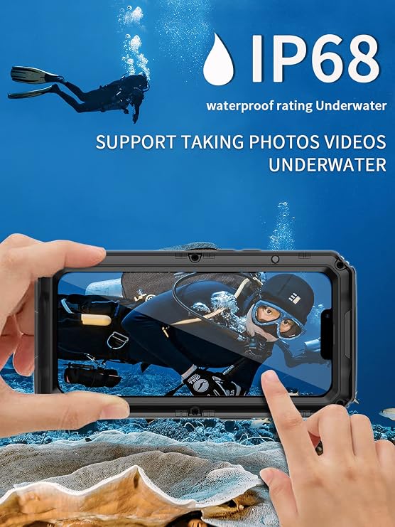 Unitedtime for iPhone 14 Case Waterproof with Built-in Screen Protector Full Body Rugged Hard Silicone, Military Grade Shockproof Dustproof Protective Cover 6.1 Inch (IP14_Black)