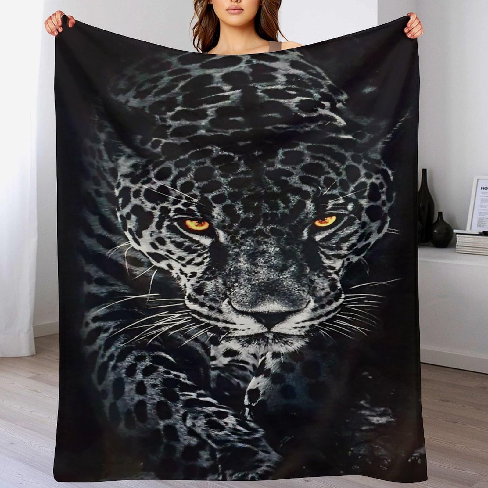 Couverture polaire avec motif de léopard pour linge de lit et couvre-lit