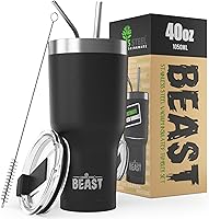 Vista 50 de Beast Vaso de 20 oz de Acero Inoxidable con Aislamiento al Vacío para Café y Hielo de Doble Pared Termo de Viaje (Arcoíris)