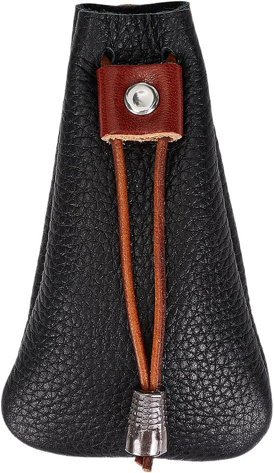 4.33 x 2.48 Inch Medieval Cowhide Leather Drawstring Coin Pouch Vintage Change Purse Mini Genuine Leather Jewelry Storage Bag Waterproof Dice Holder Bag for Men Women Earphone Earring Money