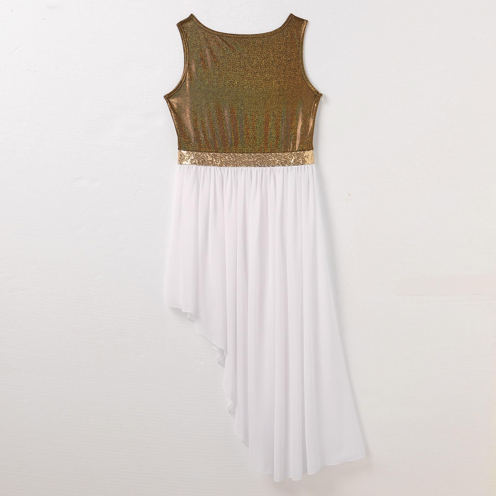IBAKOM Vestido de danza de alabanza para mujer, vestido de adoración y túnica holgada, traje de baile litúrgico metálico, traje de baile litúrgico