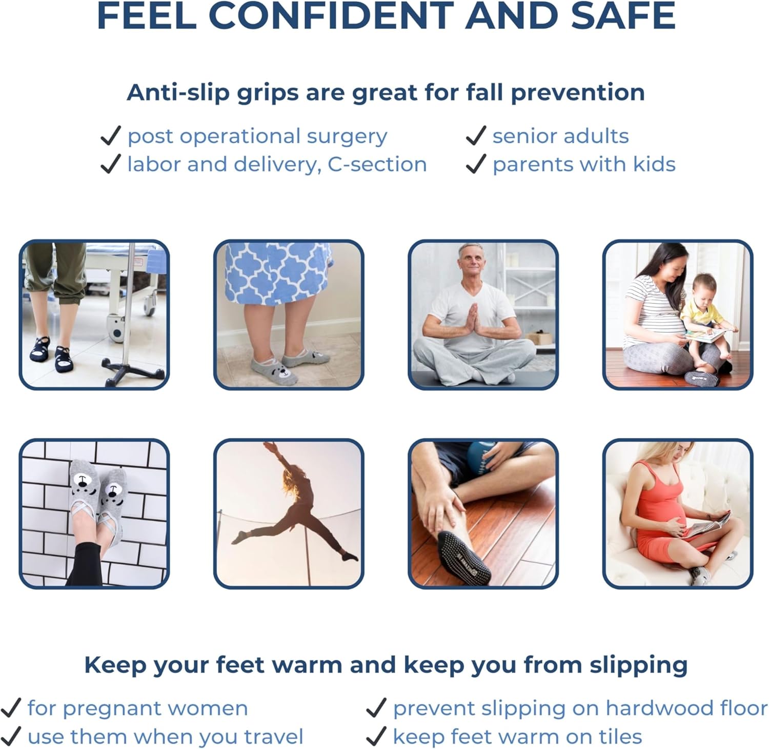 Non-Slip Socks Yoga Barre Pilates Hospital Maternity Sock w/Grips for Women Men - Image 5