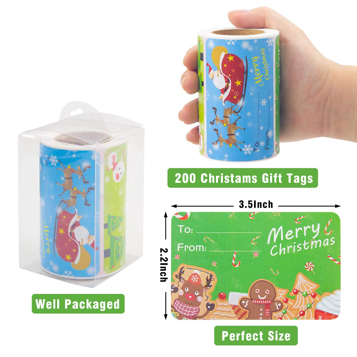 Etiquetas De Natal Autoadesivas | 480 Unidades | 6 Designs Festivos