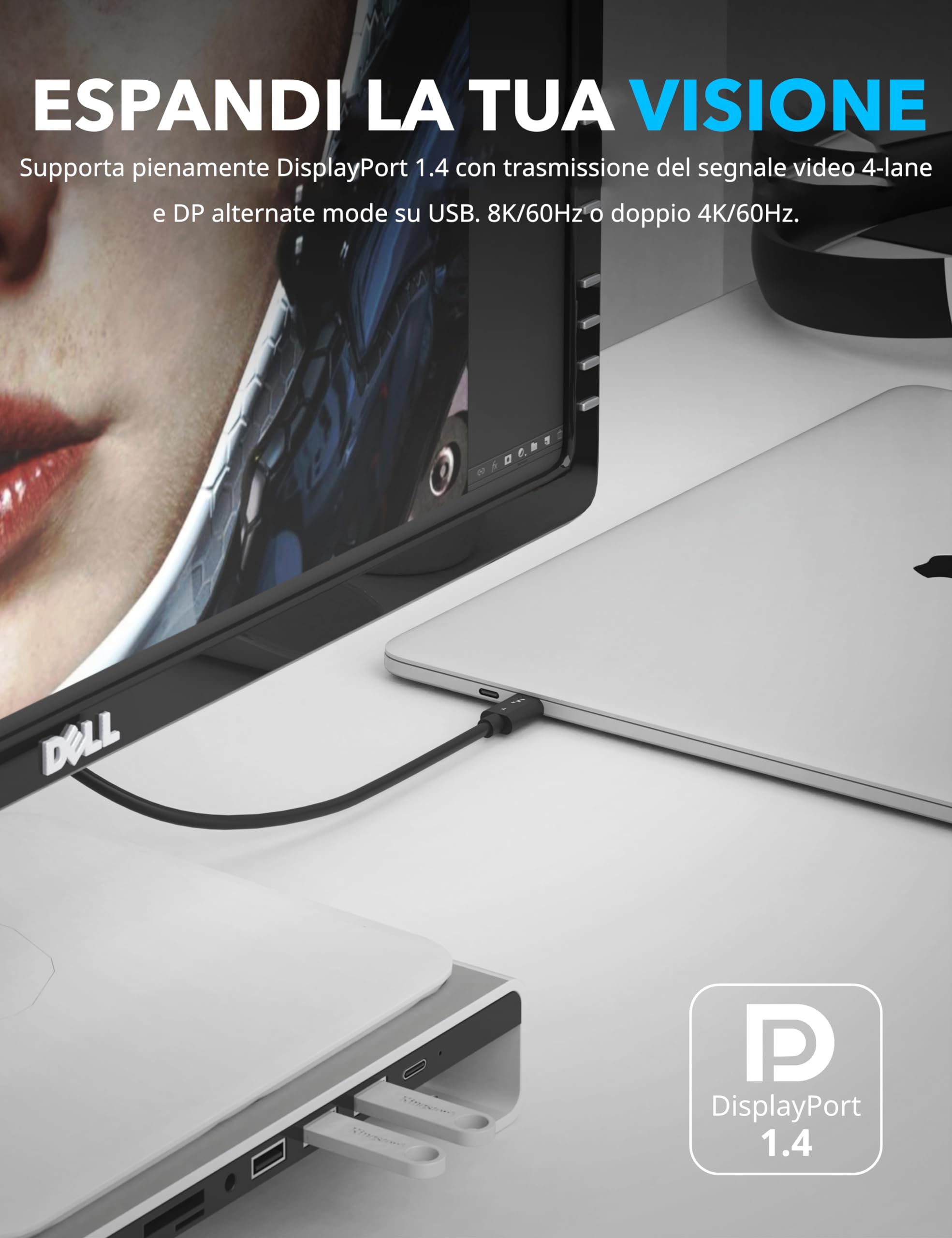 SABRENT Cavo Thunderbolt 4 USB Type C [Certificato] 2 m | 40 Gbps | Ricarica da 100W | E-Mark Chip | PD supporta | per MacBook, Laptop, Dock | NERO [CB-T4M2]