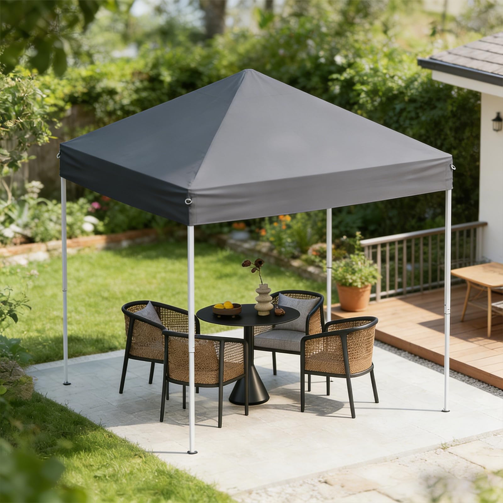 RELAX4LIFE Tonnelle Pliante 2x2 M Pop-up, Barnum Pliant Facile à Monter pour Camping/Jardin/Terrasse, Gazebo 2x2 avec Sac de Transport, Hauteur Réglable, Piquets & Cordes Inclus, Gris