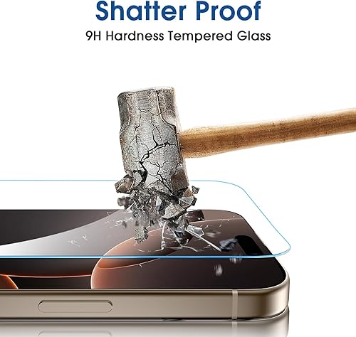 Vista 4 de amFilm Autoalineación OneTouch para iPhone 16 Pro Max [6.9 pulgadas] protector de pantalla + protector de lente de cámara, vidrio templado