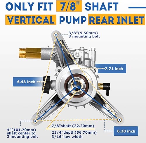 Miniatura 3 de TOOLCY Bomba de lavado a presión vertical de eje de 78 pulgadas - Entradasalida trasera Max 3100 PSI  2.5 GPM OEM y bomba de lavadora eléctrica para