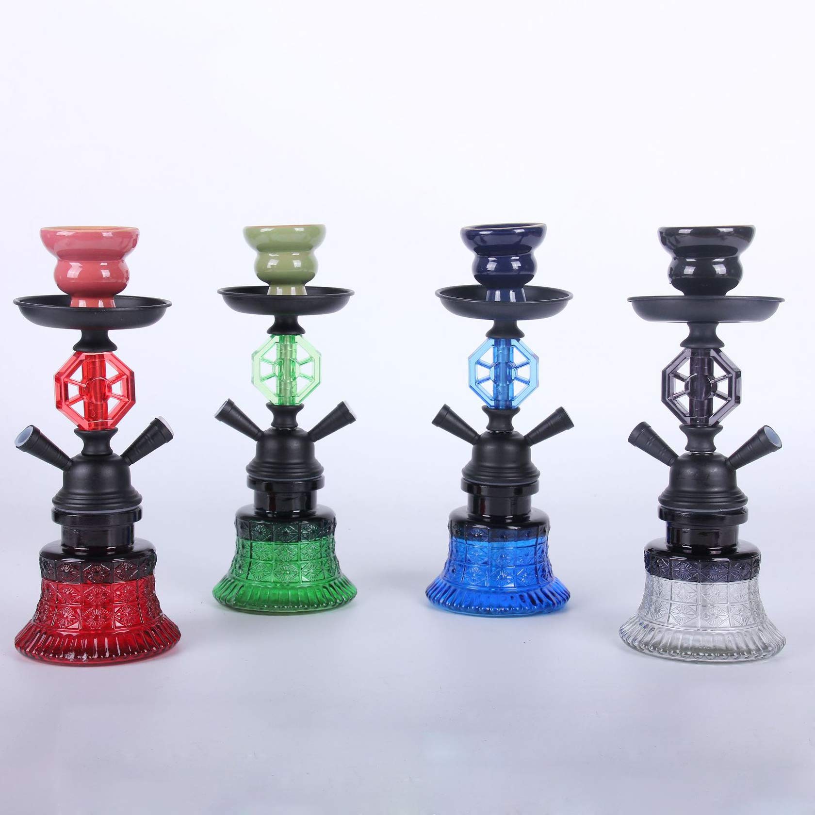 Hookah Set 2-Hose Pipe con Un Tazón de Cerámica, Clip de Carbono, Lámina de Aislamiento Térmico para Better Shisha Hookah Smoking Deluxe Shisha,Negro