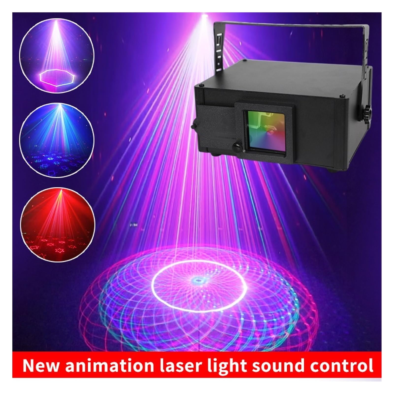 Luci per Feste, Mixer 4D Animazione Luce da palcoscenico Controller stroboscopico RGB DJ Discoteca Proiettore Festa di Natale Vacanza Matrimonio Bar Club Luce