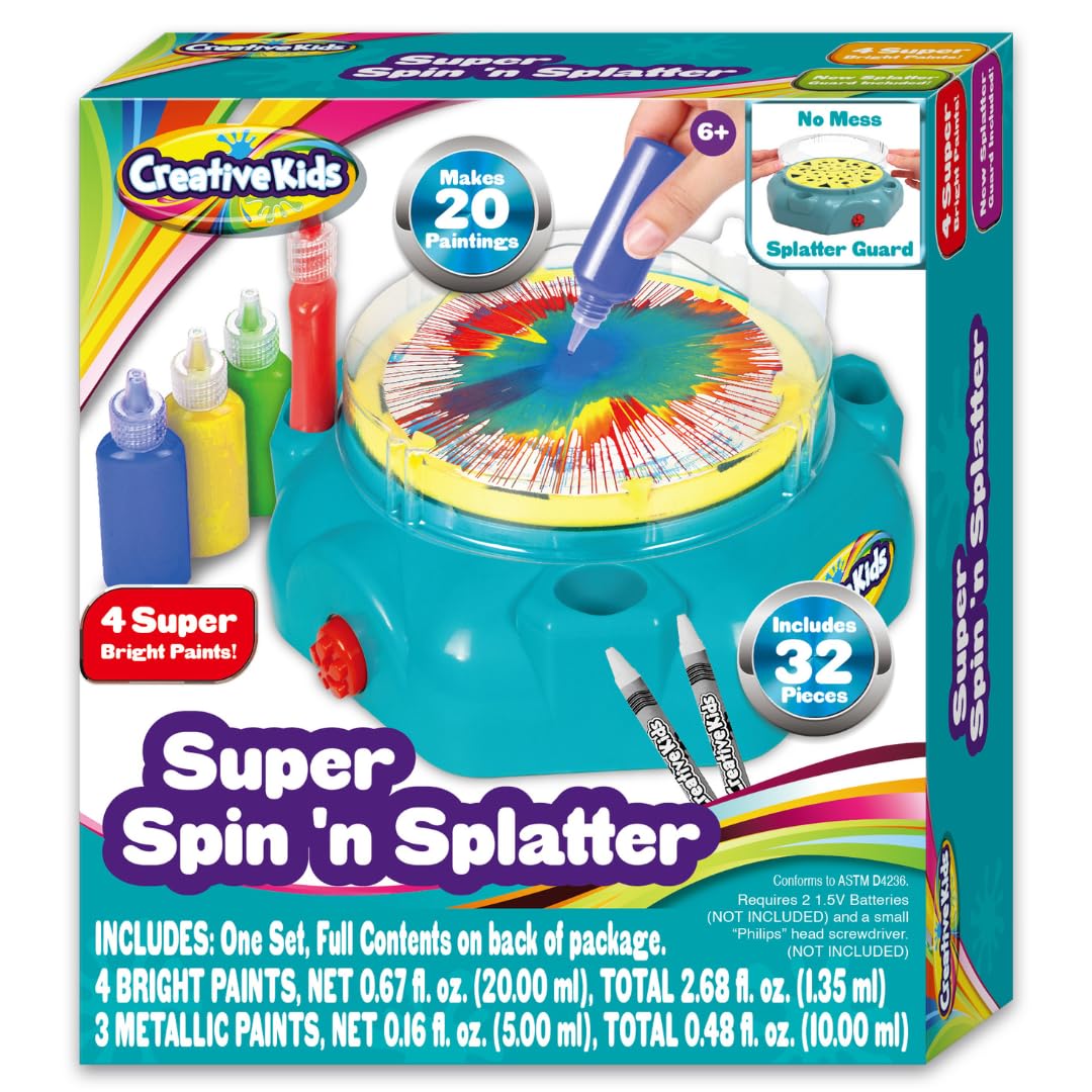 Creative Kids Super Spin 'n Splatter Art Machine Artas and Crafts for Boys and Girls Ages - Painting Spinner Toys for Kids - Gift Ideas 6 7 8 9 Ages