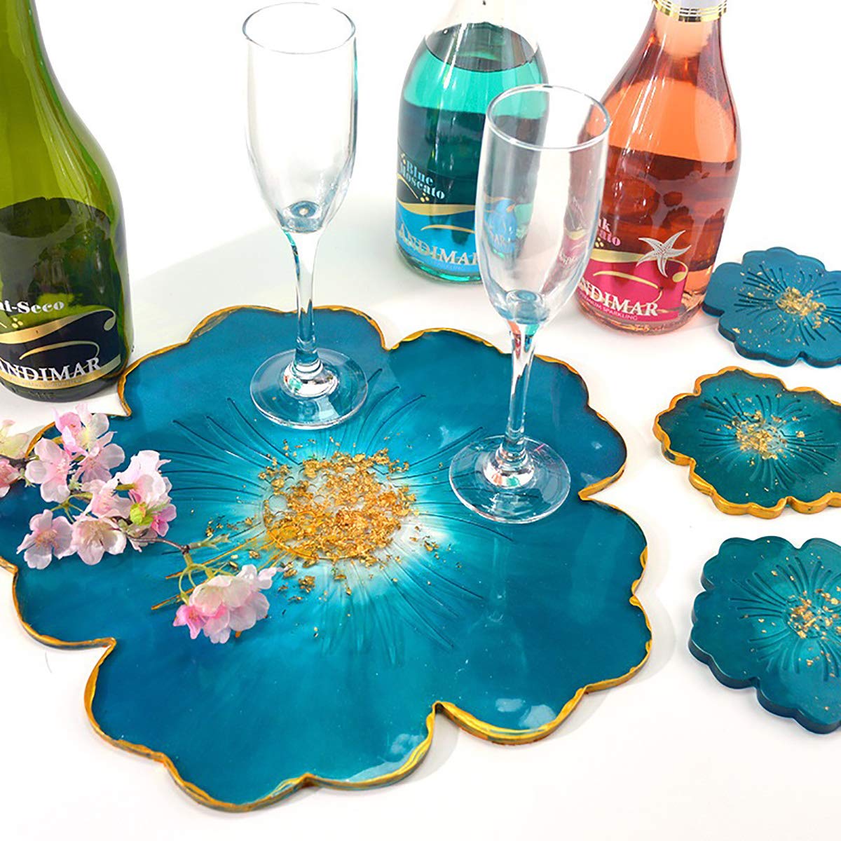 4er Set Silikon-Gießformen Für Epoxidharz – Achat-Untersetzer-Formen (12 Cm Ø), Wiederverwendbar & Flexibel