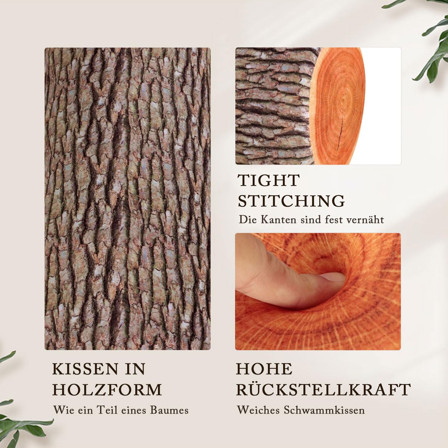 LATRAT 1 sztuka, kreatywna poduszka z naturalnego drewna, miękka poduszka na krzesło, prezent na sofę, poduszka pod kark, pień drzewa z pianki