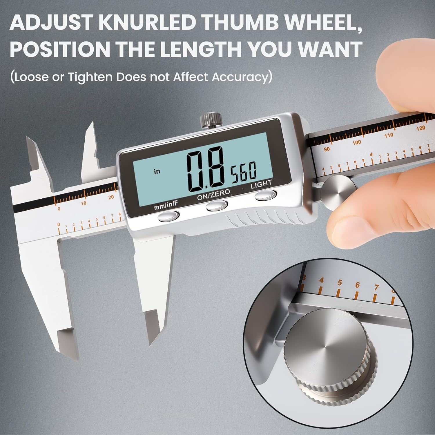 HARDELL Digital Caliper, Rechargeable Caliper Measuring Tool with Backlight LCD Screen, All Metal Calipers, Auto-Off Digital Micrometer, Inch/MM/Fraction for Household/3D-Printing-Rechargeable 6 Inch - Image 7