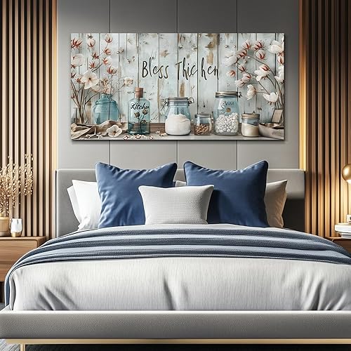 Miniatura 7 de ERQINHUA Lienzo decorativo retro para pared, decoración de pared para sala de estar, cocina y comedor, pintura de hierba con flores, obras de arte