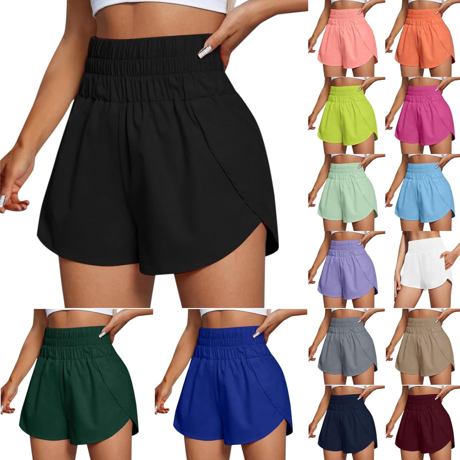 Trendy 2024 Women’s Running Shorts: Fashionable Elastic Waist Yoga and Biker Shorts for Breathable Summer Workouts