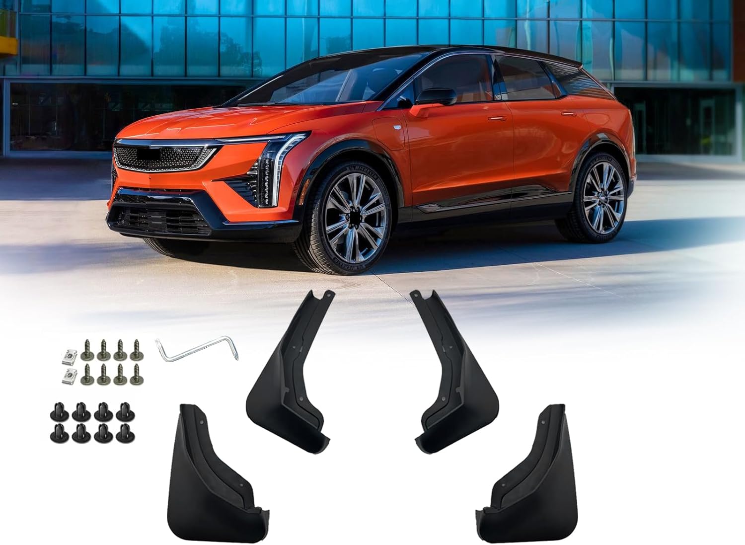 Splash Guards for Cadillac Optiq EV 2025 2026, Mud Flaps Splash Guard Accesories Device Exterior 4pcs Set Front and Rear