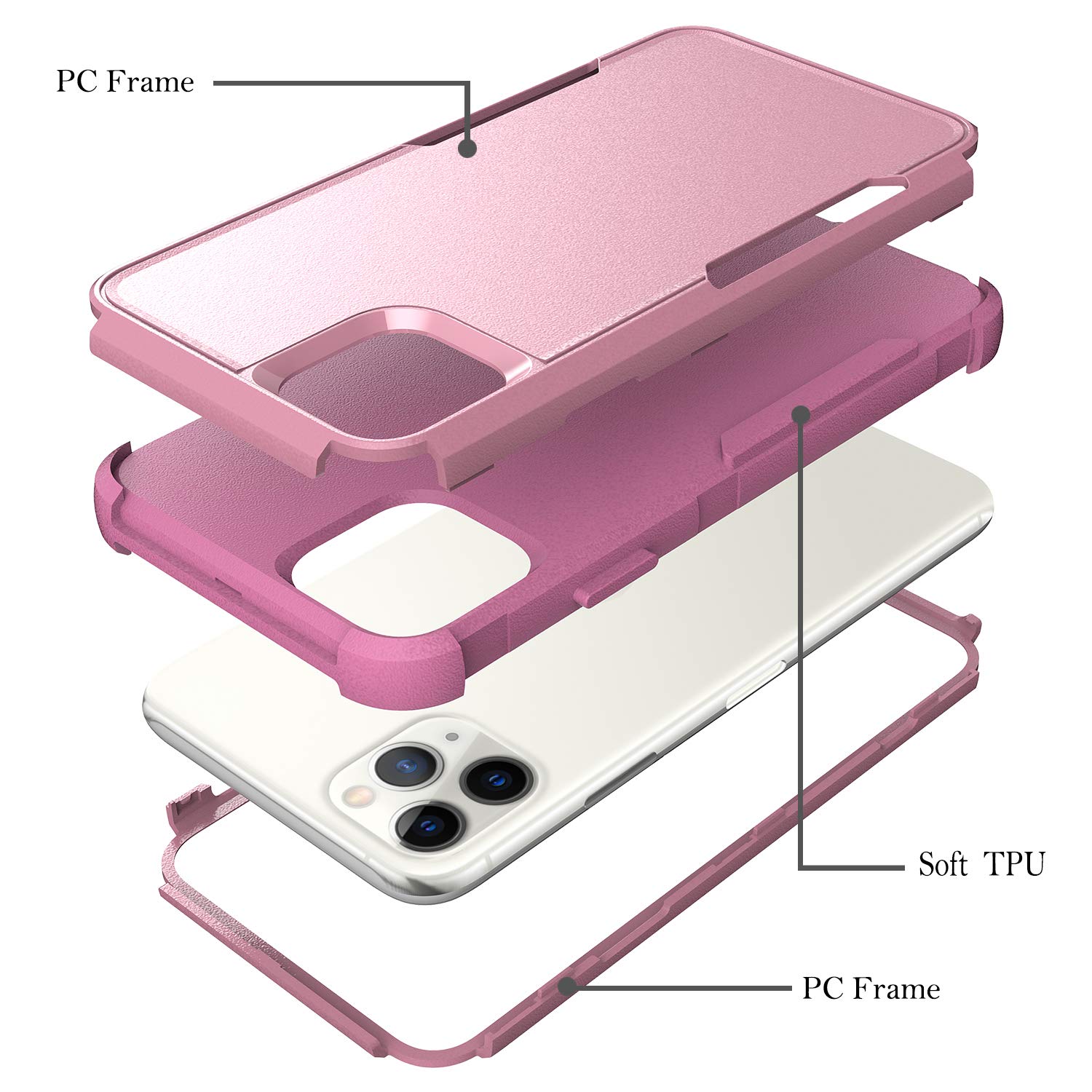 KOSPH case+glass iPhone12 ローズ iPhoneケース