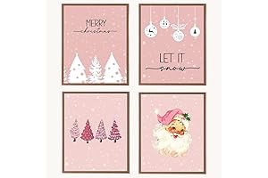 VWNEK Pink Christmas Canvas Wall Art