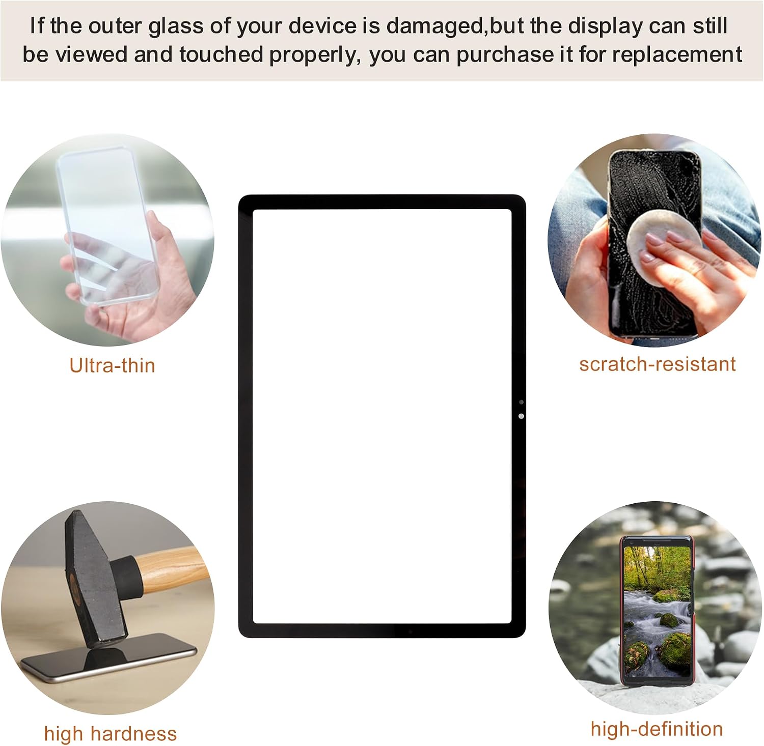 New Duotipa Original Front Glass Panel for Galaxy Tab A9+,Front Glass Screen Replacement for SM-X210 SM-X215 SM-X216B 11'' with OCA Repair Tools Kit-No LCD Screen and Touch Digitizer.