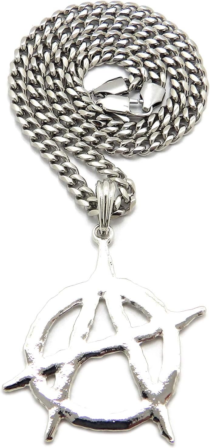 New Anarchy Pendant 5mm/18,20",24",30" Stainless Steel Cuban Chain Fashion Necklace SRC7 (30)