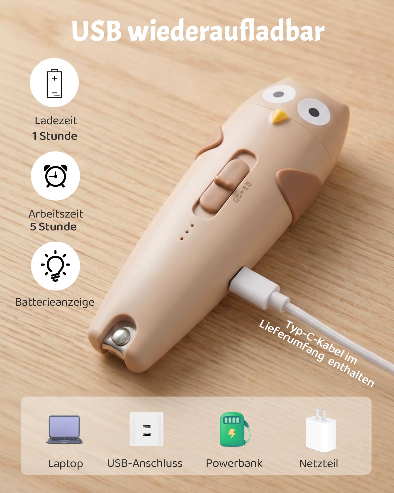 Lictin Baby Nagelfeile Elektrisch, Elektrische Nagelfeile mit 6 Schleifkopf, 25 in 1 Baby Nagelset mit LED Licht, Nagelpflegeset Elektrisch für Babys, Kleinkind, Erwachsene, USB Laden, Khaki